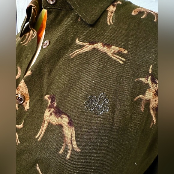 Ralph Lauren Olive Green hound print button down shirt - Picture 6 of 8
